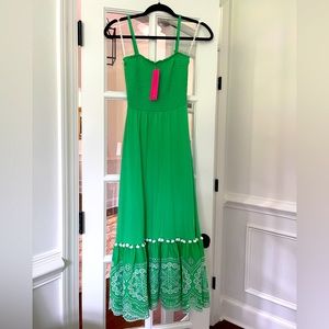 NWT Lilly Pulitzer Modesto Smocked Midi. XXS. Cabana Green.